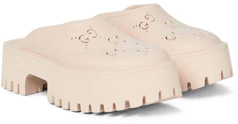 rubber gucci clogs|Gucci rubber platform slide sandals.